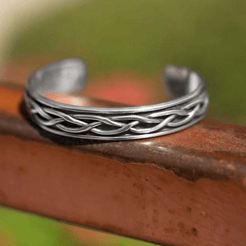 oxidized braided cuff bracelet